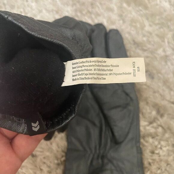 Isotoner Women's Genuine Leather Driving Gloves Charcoal Black Shimmer - Picture 4 of 4